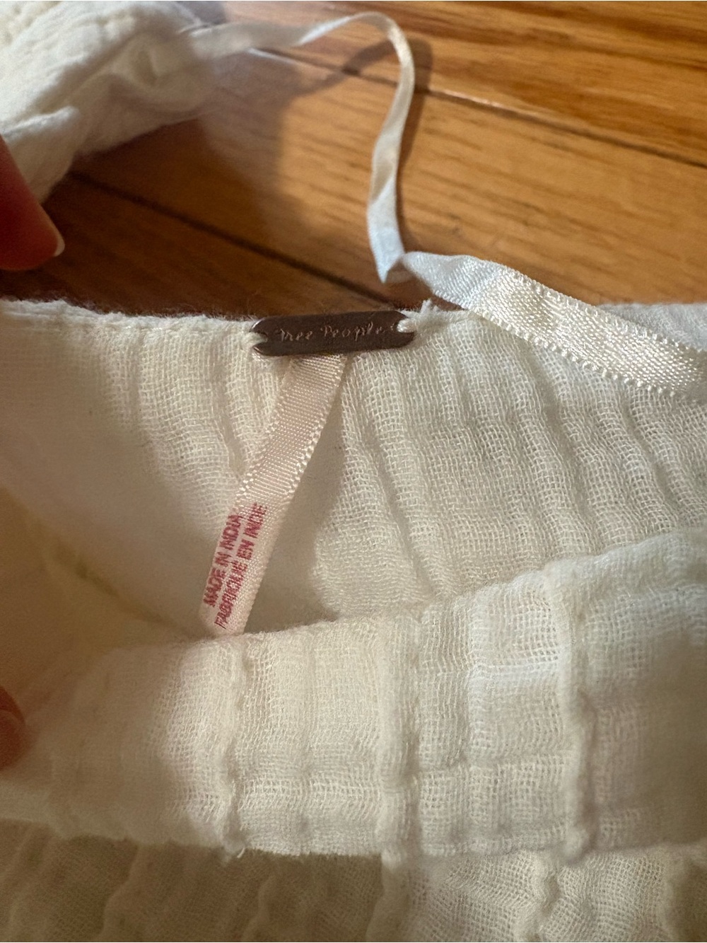 Free People Cream Boho Mini Dress Tiered Relaxed Fit - Picture 5 of 7